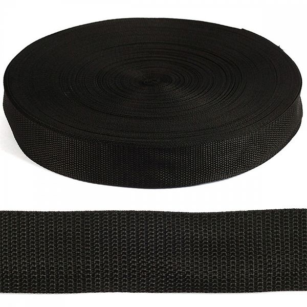 Стропа (ременная лента) 40 мм / 50 метров, толщ. ≈1.2 мм, черный