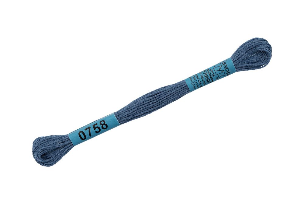 Мулине Gamma 100% хлопок, цв.0758 серо-синий, 24 мотка по 8 метров