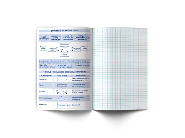 Тетрадь со справочным материалом Знания в действии, A5+ 48 л. на скобе 60 г/м², белизна 90%, 10 шт, клетка, 00837 Информатика, Светоч 48Т2