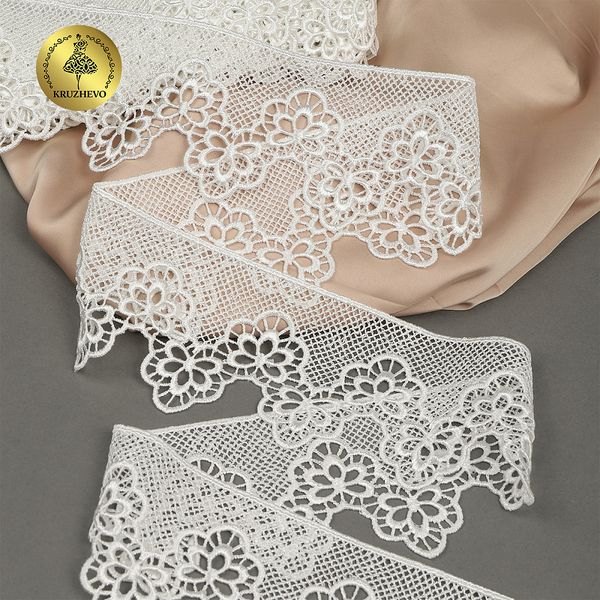 Кружево гипюр (плетёное) 80 мм, TR.0741 цв.01 белый уп.9м, Kruzhevo