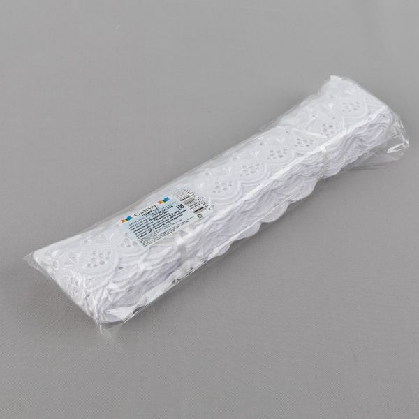 Кружево шитьё 50 мм / 9±0.2 метров, Турция, белый, Gamma GYEM-50-168