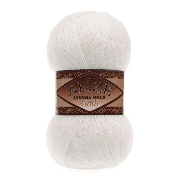 Пряжа Alize (Ализе) Angora Gold Simli / уп.5 мот. по 100 г, 500м, 450 жемчужный A