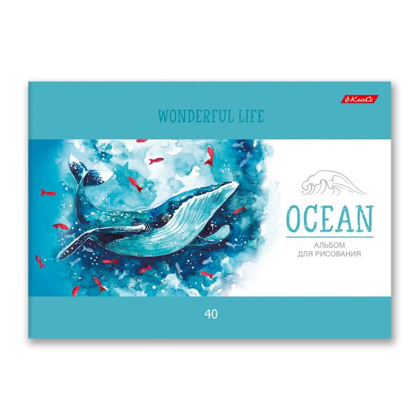 Альбом для рисования 100 г/м², A4 29х20.5 см, склейка с одной стороны 40 л., 4 шт, 40АЛКЛ4_000259 Океан, Светоч