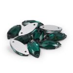 Хрустальные стразы миндаль изумруд (без покрытия) 7х15мм, 10 штук Astra&Craft, МИ004НН715