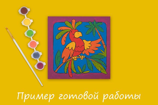 Картина по номерам Фрея, холст c подрамником Тропический попугай, 15х15 см