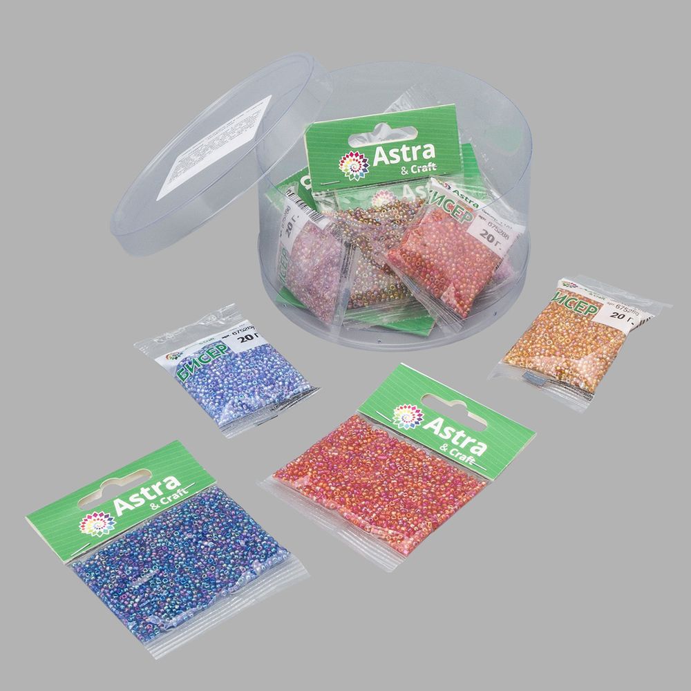 Набор бисера 11/0 ассорти №5 в тубе, 10 цветов, Astra&Craft