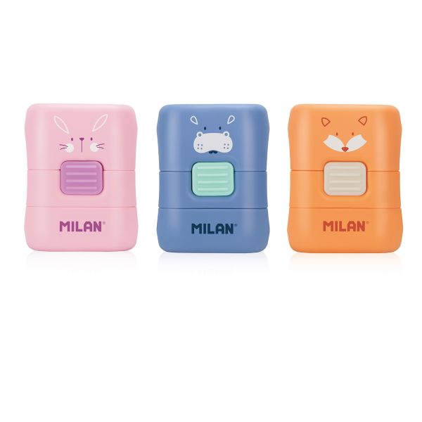 Ластик квадратный в защитном пенале с щеточкой 15,7х9,5х5 см, 16 шт, Milan 4901116FA