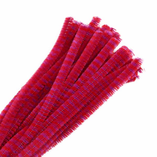 Проволока синельная двухцветная 6 мм / 300мм, 30 шт, Astra&Craft (B-050 розовый/красный)