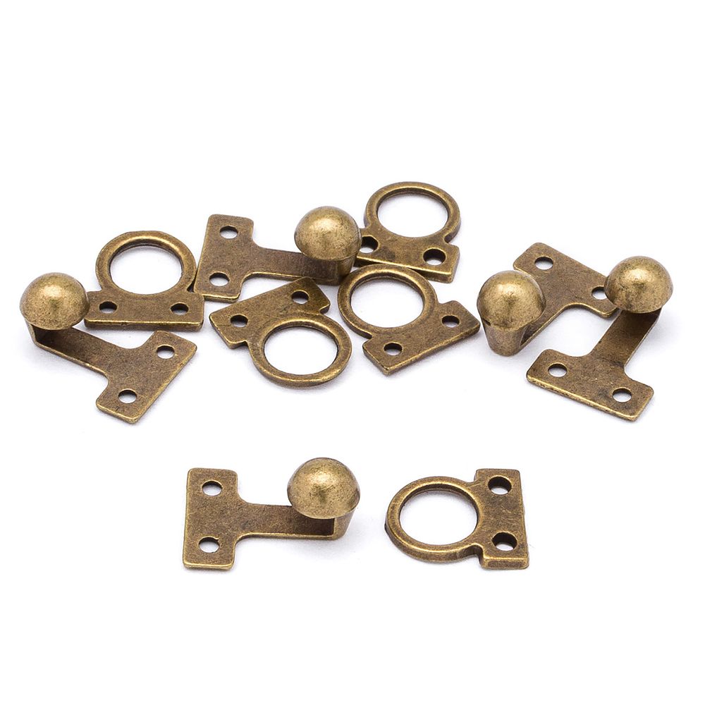 Крючки пришивные декоративные 10х21 мм, бронза, 10 шт