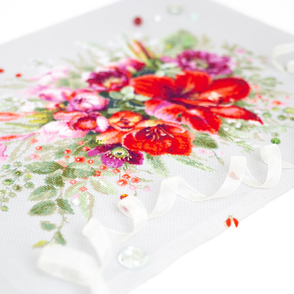 Набор для вышивания нитками Чудесная игла, Букет с амариллисом 36х27см