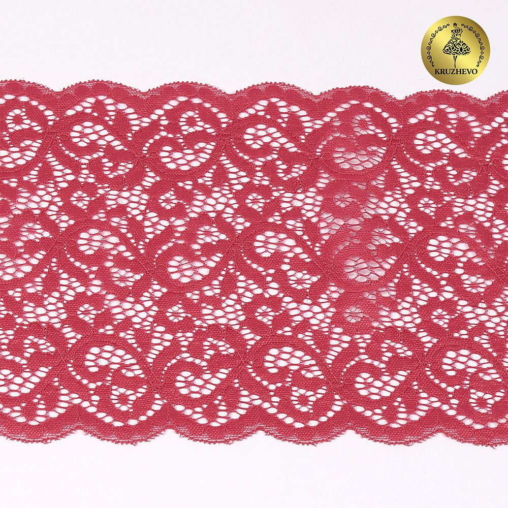 Кружево эластичное (стрейч) L1672 180мм цв.S256 Розовый рубин, 25 м, Kruzhevo