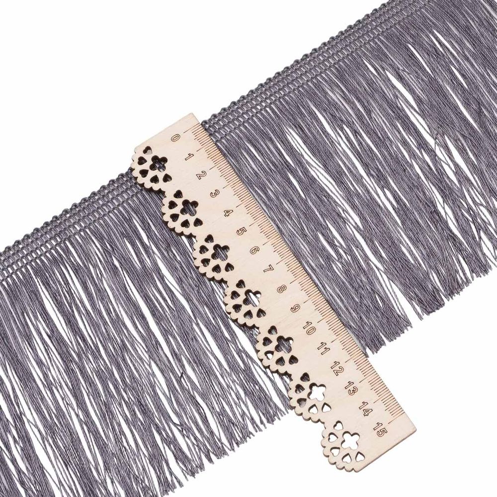 Бахрома отделочная широкая 120.0 мм / 25 метров, нитяная, 301 темно-серый, 0390-0310