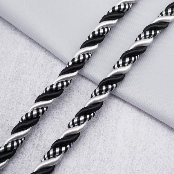 Шнур витой (мебельный) ⌀8.0 мм / 25 метров, 2-цветный, 93111 черный/белый
