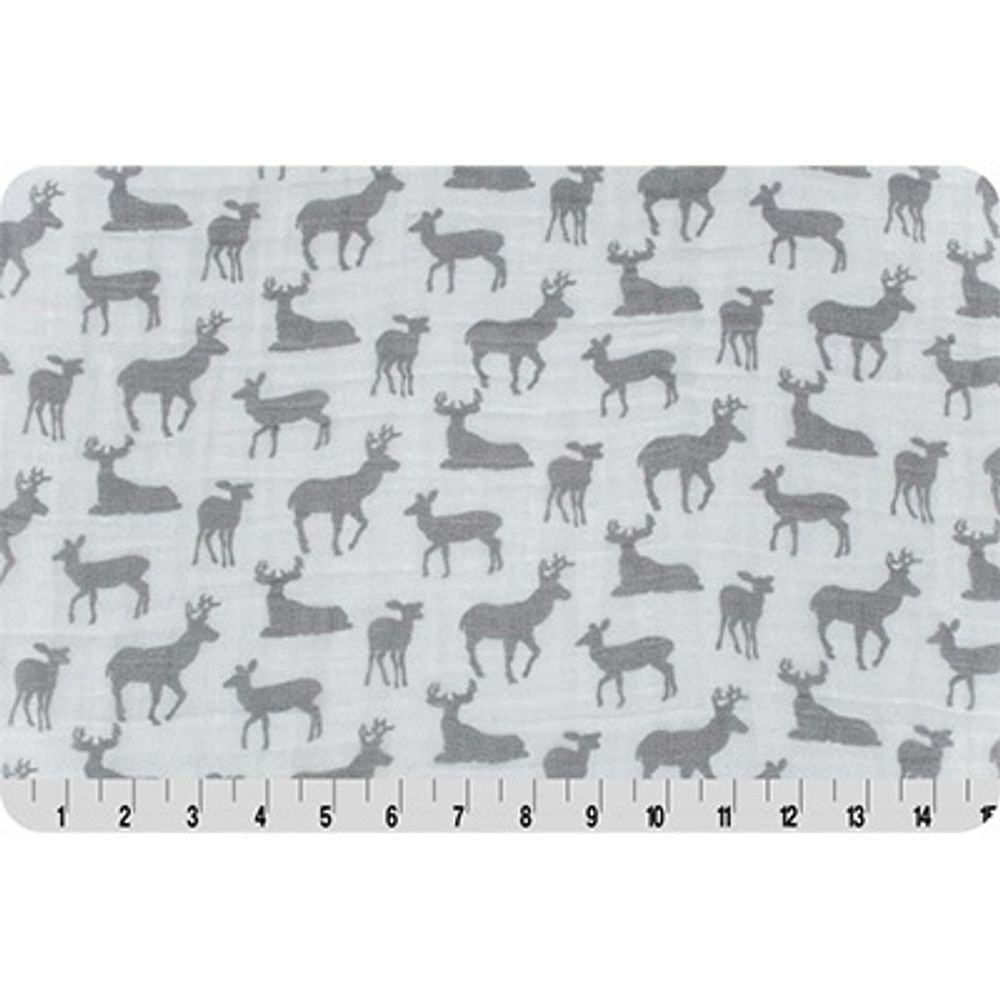 Ткань для пэчворка Peppy Embrace (марлевка), отрез 100х125 см, 120 г/м², deer to me steel, Shannon Fabrics