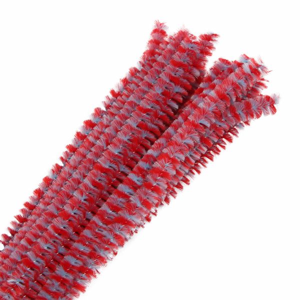 Проволока синельная двухцветная 6 мм / 300мм, 30 шт, Astra&Craft (B-056 серый/красный)