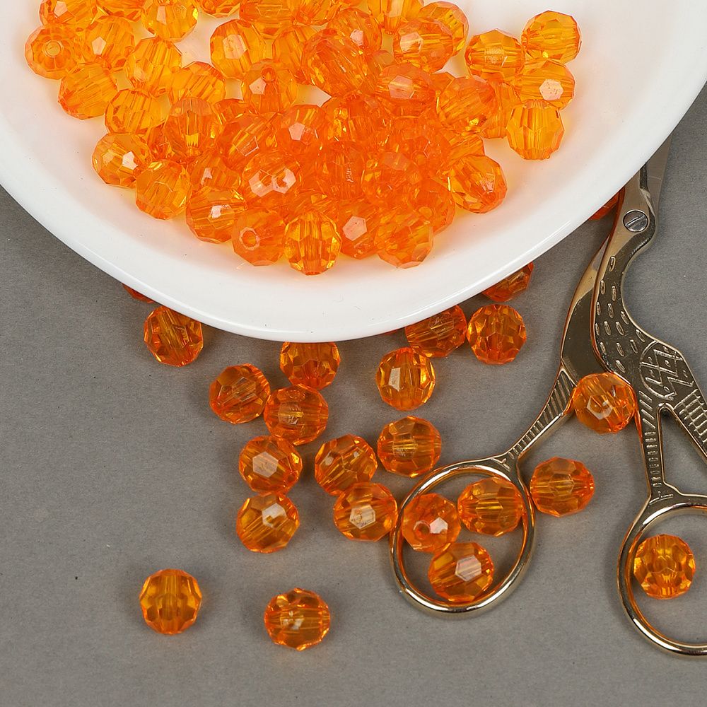 Бусины акрил ⌀10 мм, цв.22 оранжевый, уп.500 г, Magic4Hobby