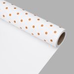 Пленка упаковочная для цветов и подарков Точки, 65 мкр, 58см / 10м ± 5% (VH2552 белый с золотыми точками)