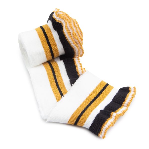 Подвяз (довяз) трикотажный с рюшами 6см, 1 метр, белый/черный/золото