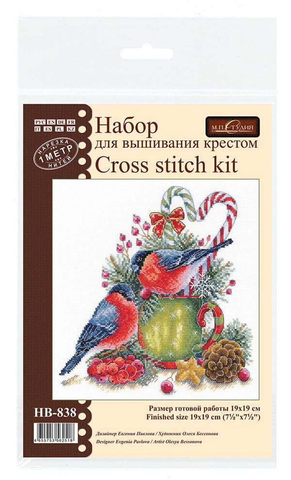 Набор для вышивания нитками МП Студия, Зимние беседы, 19х19 см