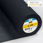 Флизелин клеевой тканый подкладочный G 740, 90см*25м, черный, 53299297, Freudenberg, 25 м