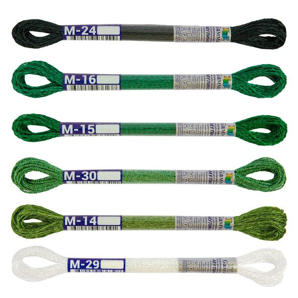 Мулине Gamma набор металлик, цв.05 Изумрудный дождь, 6 мотков по 8 метров