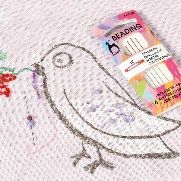 Иглы ручные для бисера с цветным ушком, №12,6 шт, Pony