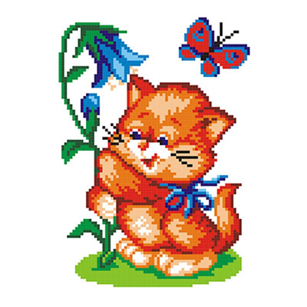 Набор для вышивания нитками МП Студия, Котик с колокольчиком 16х20 см