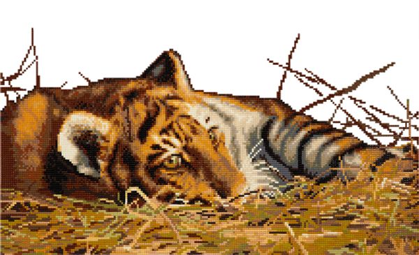 Алмазная (кристальная) мозаика Фрея, Тигренок, 50х30 см