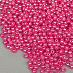 Бусины пластик (перламутр) ⌀4 мм, цв.014 малина, уп.500г (15000 шт), Magic4Hobby