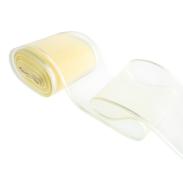 Лента капроновая для бантов 75 мм, / 25 метров, с метал. кромкой, желтый/ под серебро, Gamma С 3502 с метал. кромкой