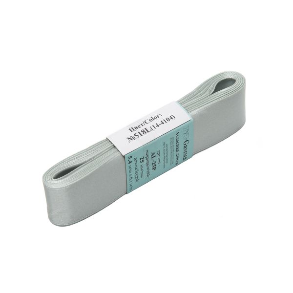 Лента атласная 1-сторонняя 25.0 мм / 5 шт по 5.4 метра, №518L(14-4104) серый, Gamma AL-25P