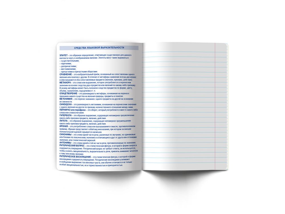 Тетрадь со справочным материалом Без фильтров, A5+ 48 л. на скобе 60 г/м², белизна 90%, 10 шт, линия, 00845 Литература, Светоч 48Т0