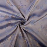 Ткань подкладочная (таффета) с рисунком 96 г/м², 100х145 см, 045 голубой с золотыми цветами, Gamma JTR