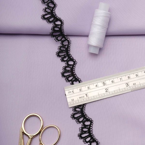 Кружево гипюр (плетёное) 30 мм / 13.7 метров, черный, 3AR1414