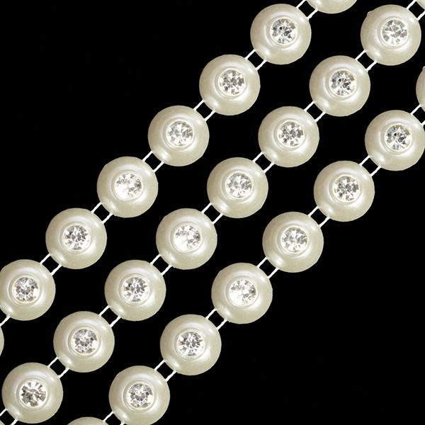 Бусины на нитях со стразами ⌀10мм, стразы ⌀4мм, уп. 9,14м