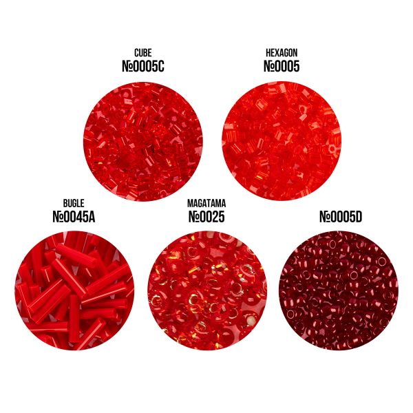 Бисер Япония Toho Набор Фигурный 5х5 г, №01 красный