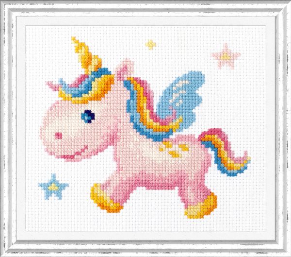 Набор для вышивания нитками Чудесная игла, Радужный единорожек, 15х14 см