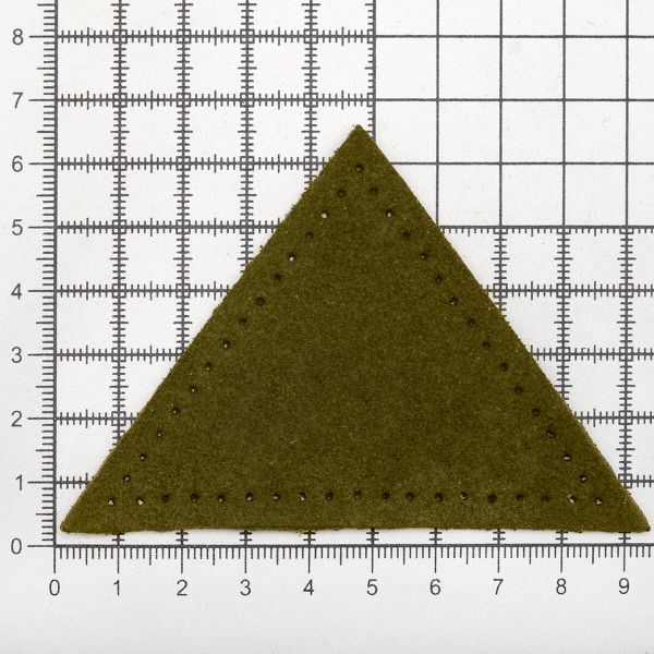 Заплатки пришивные из замши треугольник 8х8х8 см, с перфорацией, 2 шт, 33 хаки, 59903