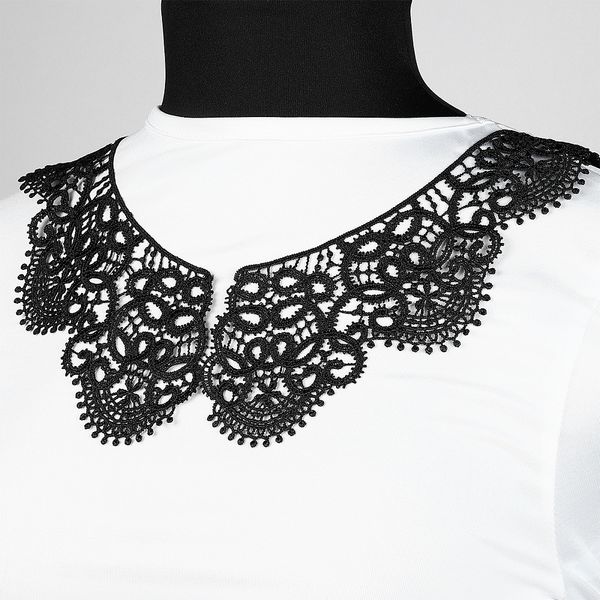 Пришивной кружевной воротник 27х19 см, TTR.12141, цв.черный, уп.25 пар, Kruzhevo
