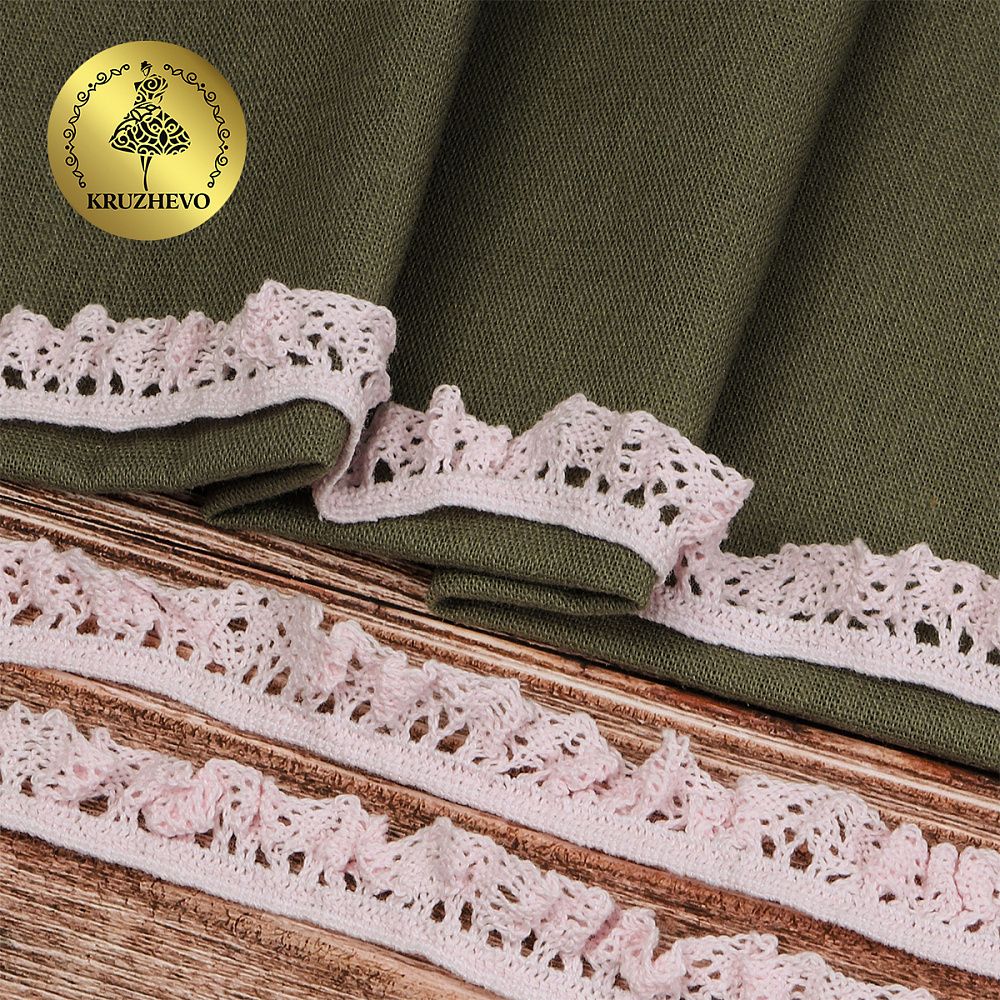 Кружево вязаное (тесьма) на резинке 17 мм -5236 цв.20 св.розовый уп.10м, Kruzhevo