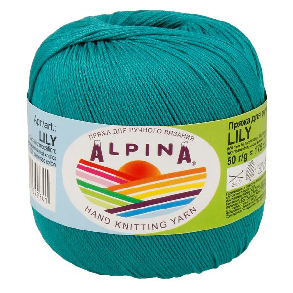 Пряжа Alpina Lily / уп.10 мот. по 50г, 175м, 139 бирюзовый