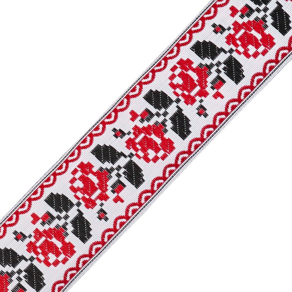 Лента (тесьма) жаккардовая 35.0 мм / 20±1 метров, белый/красный, 8А207