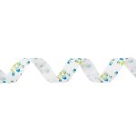 Лента репсовая (в рубчик) Розочки 1,5см*22.86 м (голубой)