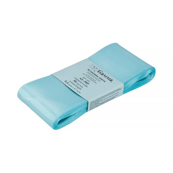 Лента атласная 1-сторонняя 50.0 мм / 5 шт по 5.4 метра, №133 голубой, Gamma AL-50P