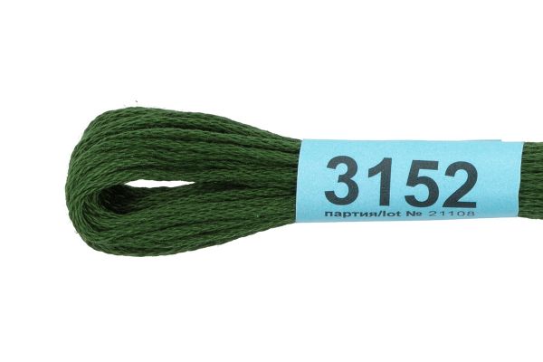 Мулине Gamma 100% хлопок, цв.3152 т.болотный, 24 мотка по 8 метров