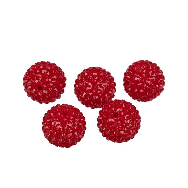 Бусины пластик ⌀22 мм, 5 шт, №13 красный, Zlatka BWR-22