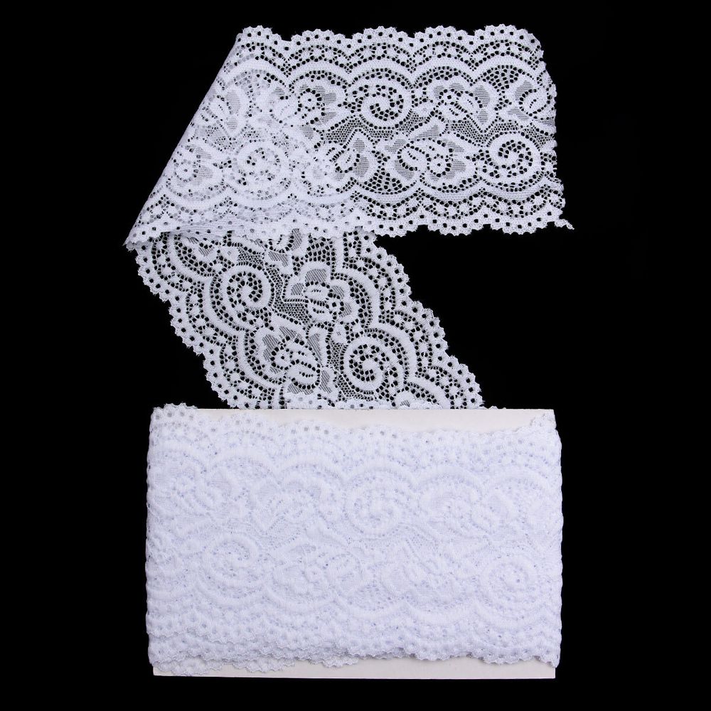 Кружево эластичное (стрейч) 100 мм / 3 метра, C501 белый