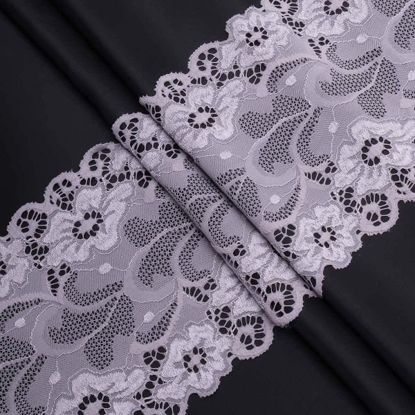 Кружево бельевое эластичное 150 мм / 3.4 метра, цвет светло-серый