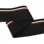 Подвяз (довяз) трикотажный черный с белыми и красной полосами, 3,5х80см, уп. 5 шт