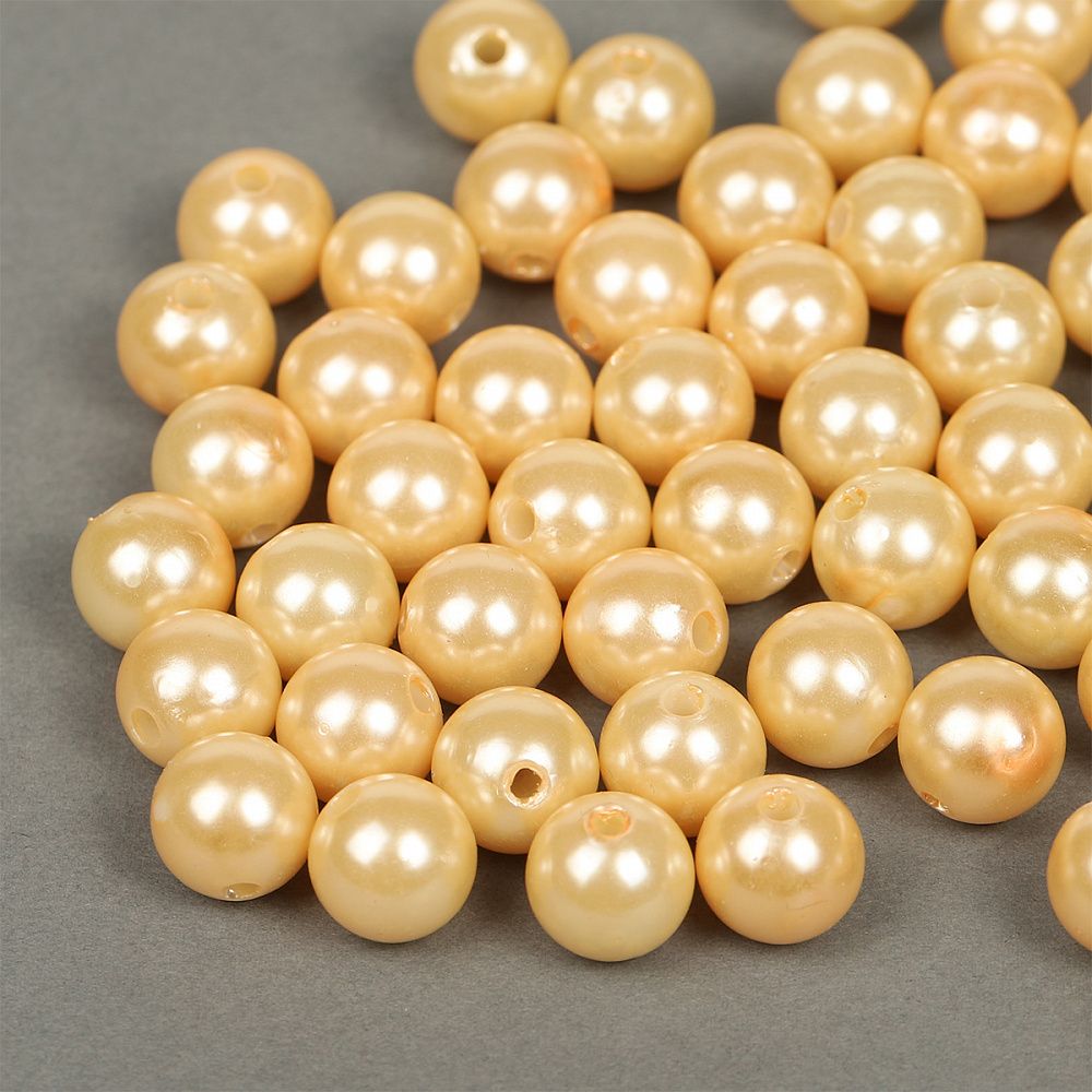 Бусины пластик (перламутр) ⌀12 мм, цв. 007 персик, 50 г, Magic4Hobby